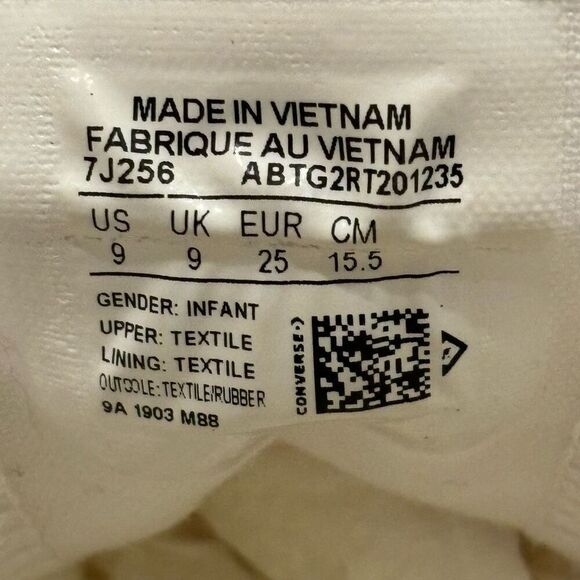 Converse All Star White Low Top Tennis Shoe Kids Size 9 - Picture 7 of 8